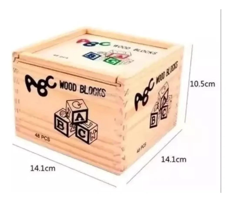JUEGO DIDACTICO CUBOS DE MADERA CON LETRAS Y NUMEROS - 2