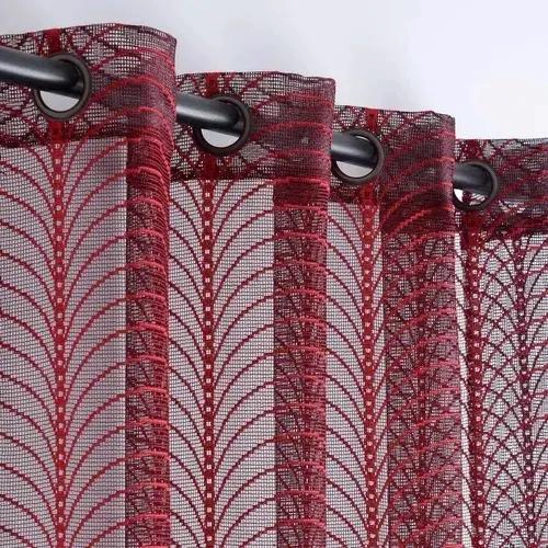 CORTINA DE VISILLO CON ESTAMPADO DE PALMERAS 140X220CM BURDEOS - 2