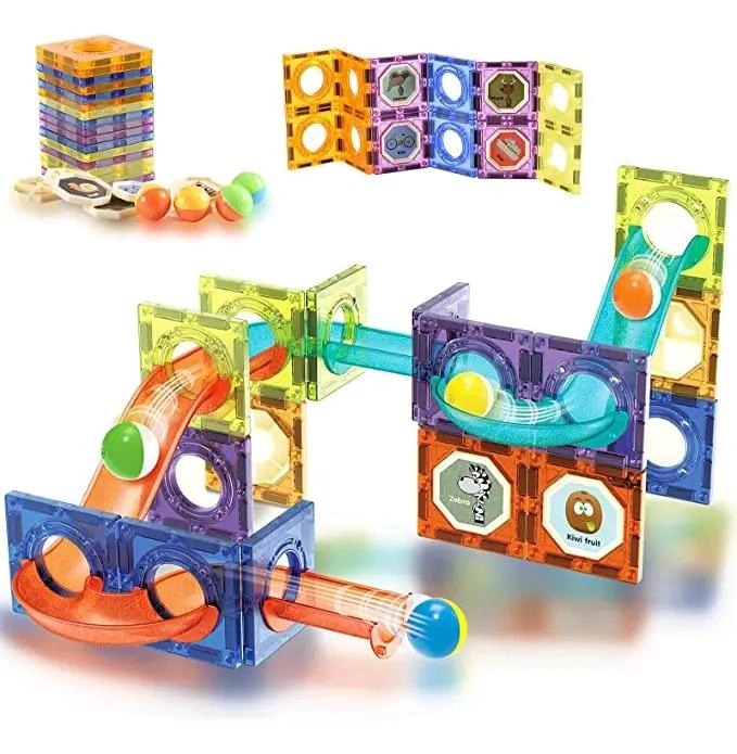 BLOQUES MAGNE TICOS PARA CONSTRUCCION Y PISTA DE BOLAS 40 PIEZAS - 2