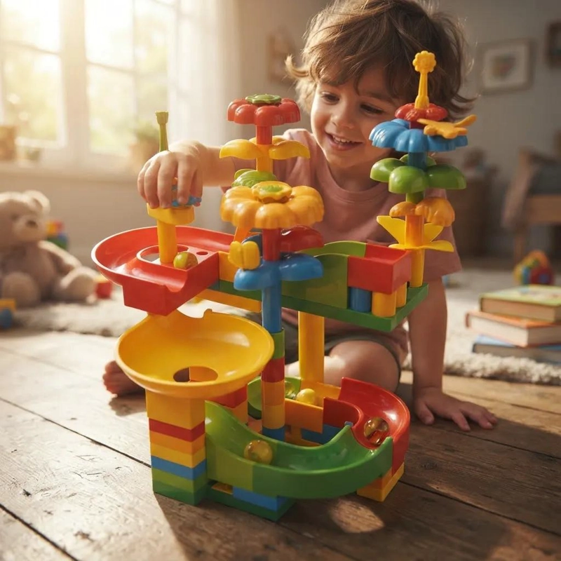 SET DE BLOQUES DE CONSTRUCCION CON TOBOGAN 64 PIEZAS - 1