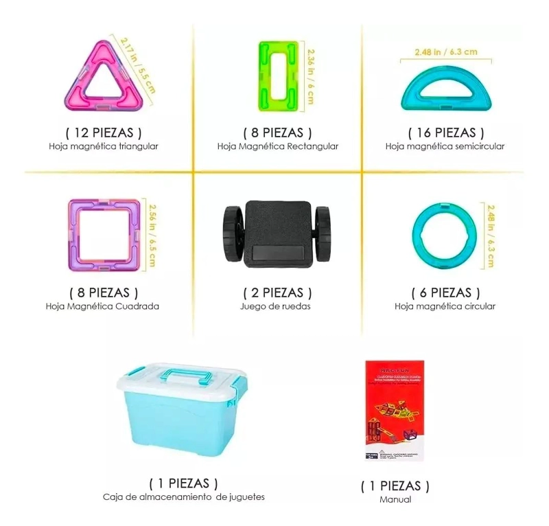 BLOQUES MAGNE TICOS DE CONSTRUCCION 52 PIEZAS PARA NIÑOS - 2