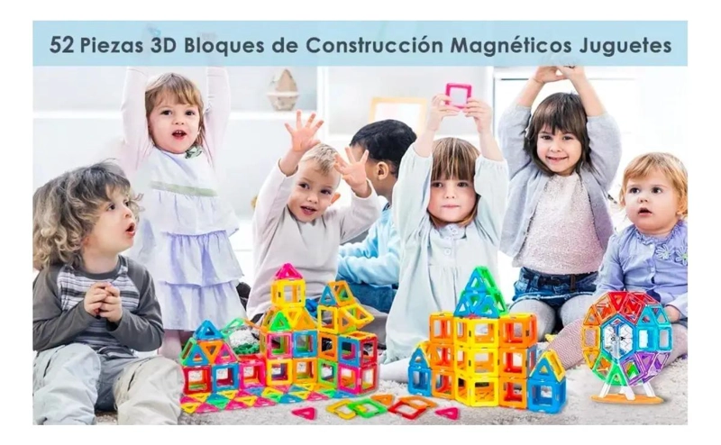 BLOQUES MAGNE TICOS DE CONSTRUCCION 52 PIEZAS PARA NIÑOS - 3