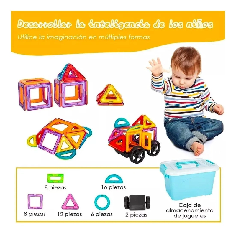 BLOQUES MAGNE TICOS DE CONSTRUCCION 52 PIEZAS PARA NIÑOS - 5