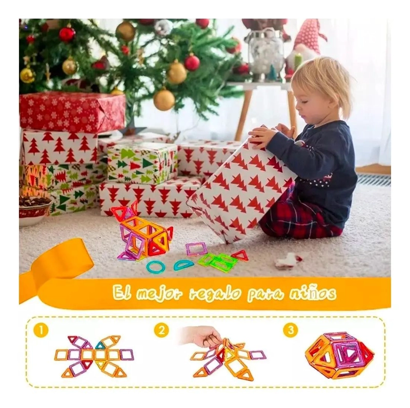 BLOQUES MAGNE TICOS DE CONSTRUCCION 52 PIEZAS PARA NIÑOS - 6