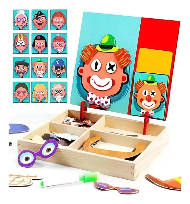 PUZZLE MAGNE TICO DE MADERA PARA NIÑOS CON RASGOS FACIALES - 1