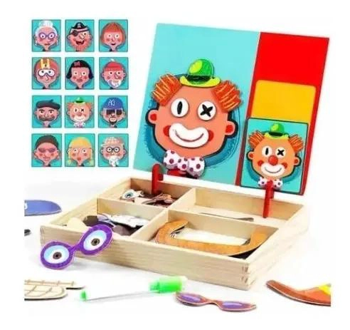 PUZZLE MAGNE TICO DE MADERA PARA NIÑOS CON RASGOS FACIALES - 3