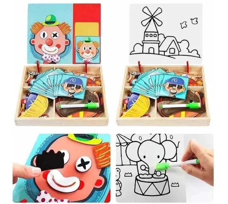 PUZZLE MAGNE TICO DE MADERA PARA NIÑOS CON RASGOS FACIALES - 5