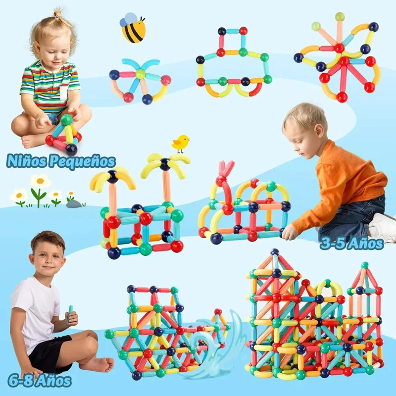 BLOQUES MAGNE TICOS DE CONSTRUCCION PARA NIÑOS 68 PIEZAS - 2
