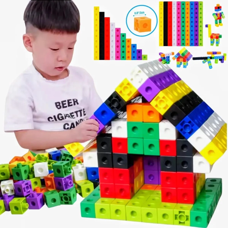 JUGUETE EDUCATIVO DE MATEMATICAS CON 100 CUBOS DE CONSTRUCCION - 1