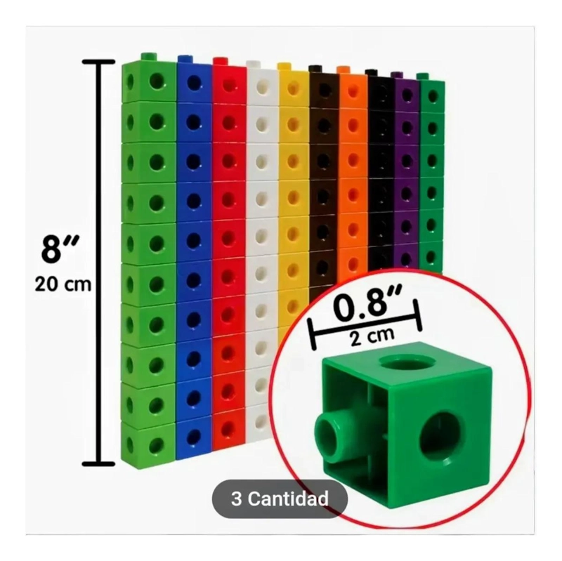 JUGUETE EDUCATIVO DE MATEMATICAS CON 100 CUBOS DE CONSTRUCCION - 3