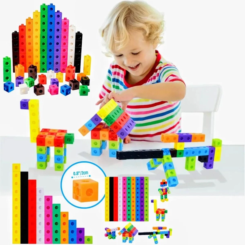 JUGUETE EDUCATIVO DE MATEMATICAS CON 100 CUBOS DE CONSTRUCCION - 5