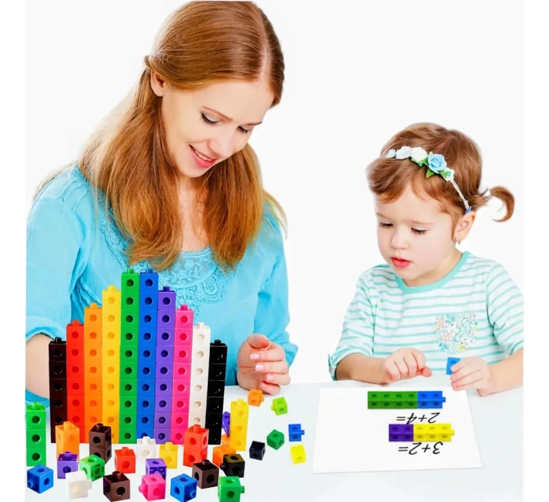 JUGUETE EDUCATIVO DE MATEMATICAS CON 100 CUBOS DE CONSTRUCCION - 6