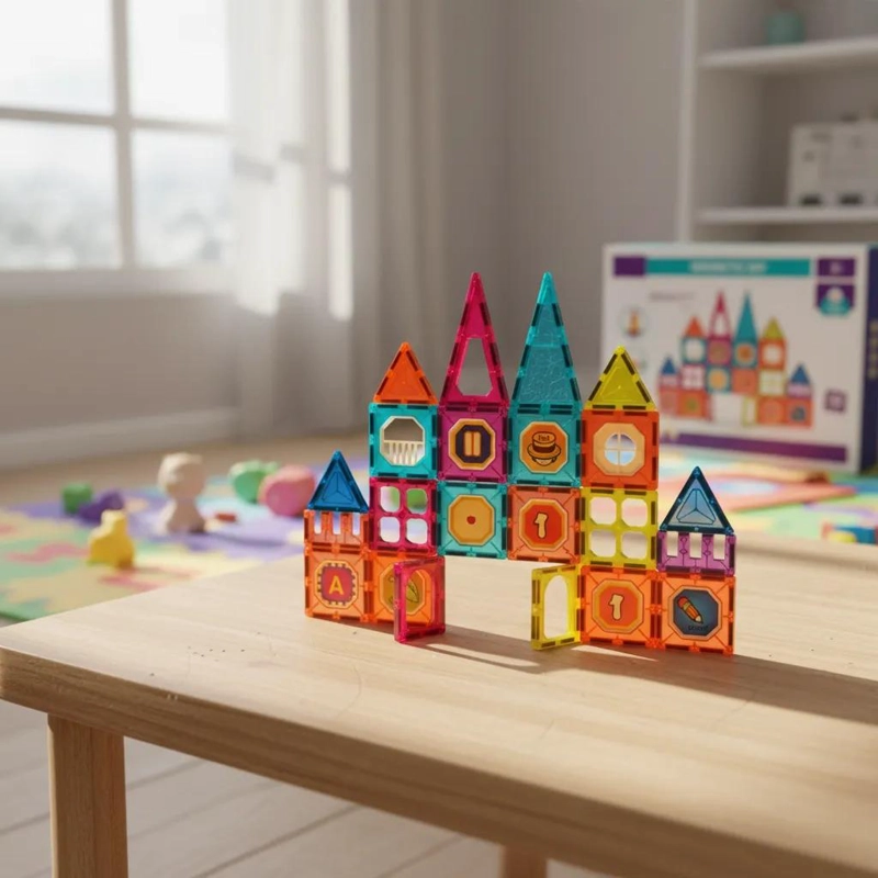 SET DE BLOQUES MAGNE TICOS 3D PARA NIÑOS CON CANICAS - 1