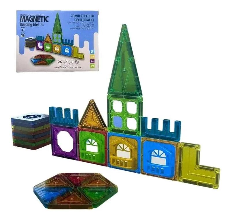 BLOQUES MAGNE TICOS DIDACTICOS PARA CONSTRUCCION 30 PIEZAS - 3