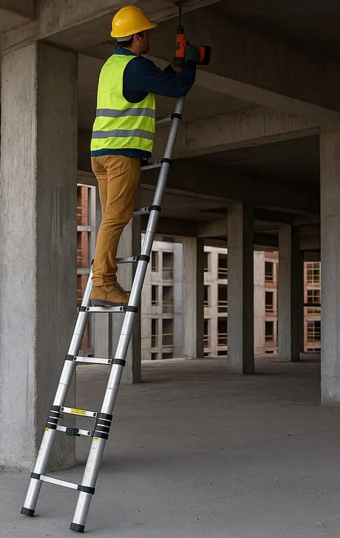 ESCALERA TELESCOPICA DE ALUMINIO 3.2 METROS 11 PELDAÑOS PLEGABLE - 2