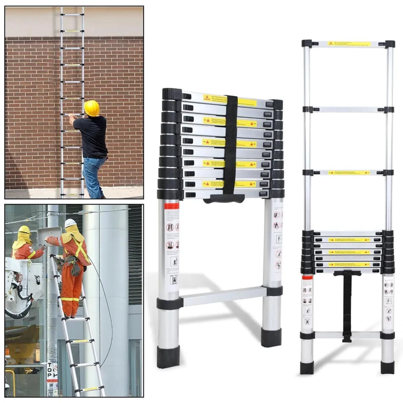 ESCALERA TELESCOPICA DE ALUMINIO 3.2 METROS 11 PELDAÑOS PLEGABLE - 5