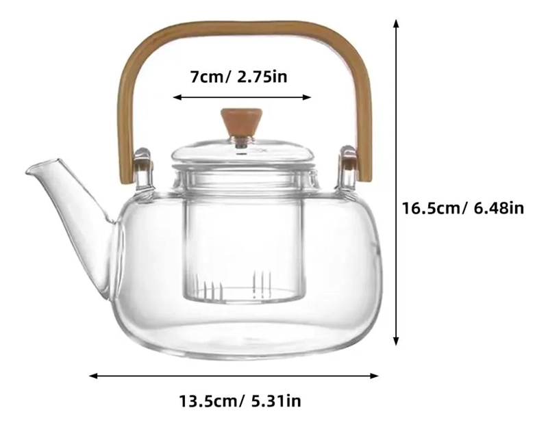 TETERA DE VIDRIO MULTIUSOS TRANSPARENTE 900ML PARA INFUSIONES - 2
