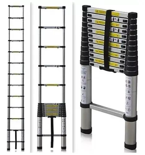 ESCALERA TELESCOPICA DE ALUMINIO 3.8 METROS CON SOPORTE DE 150 KG - 6