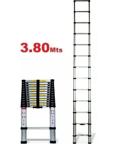 ESCALERA TELESCOPICA DE ALUMINIO 3.8 METROS CON SOPORTE DE 150 KG - 2