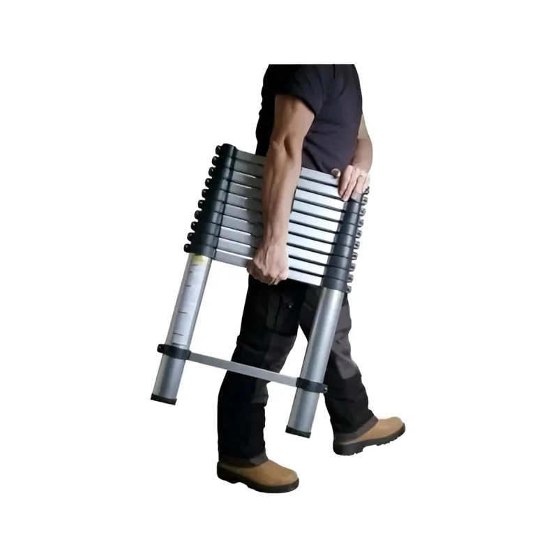 ESCALERA TELESCOPICA DE ALUMINIO 3.8 METROS CON SOPORTE DE 150 KG - 3