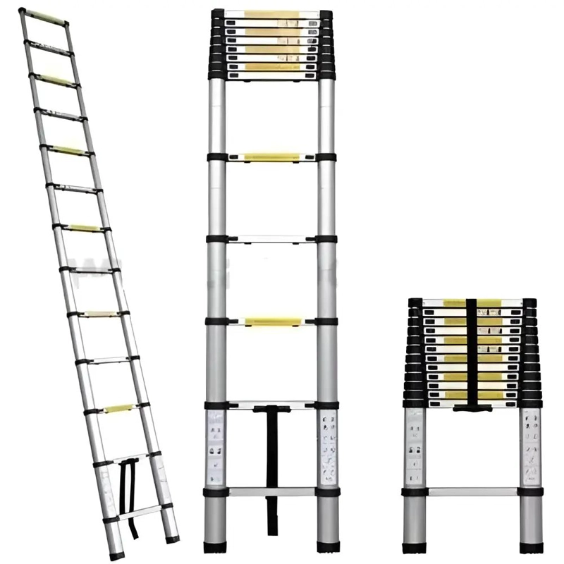 ESCALERA TELESCOPICA DE ALUMINIO 3.8 METROS CON SOPORTE DE 150 KG - 5