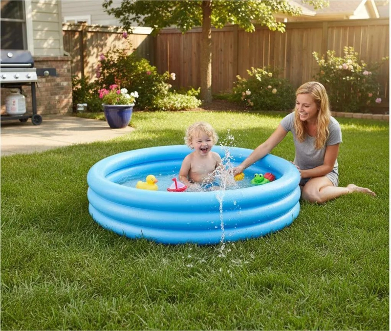 PISCINA INFLABLE REDONDA PARA NIÑOS 1.14M X 25CM AZUL - 2