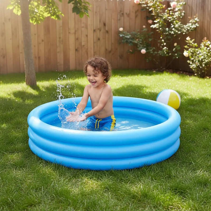 PISCINA INFLABLE REDONDA PARA NIÑOS 1.14M X 25CM AZUL - 3
