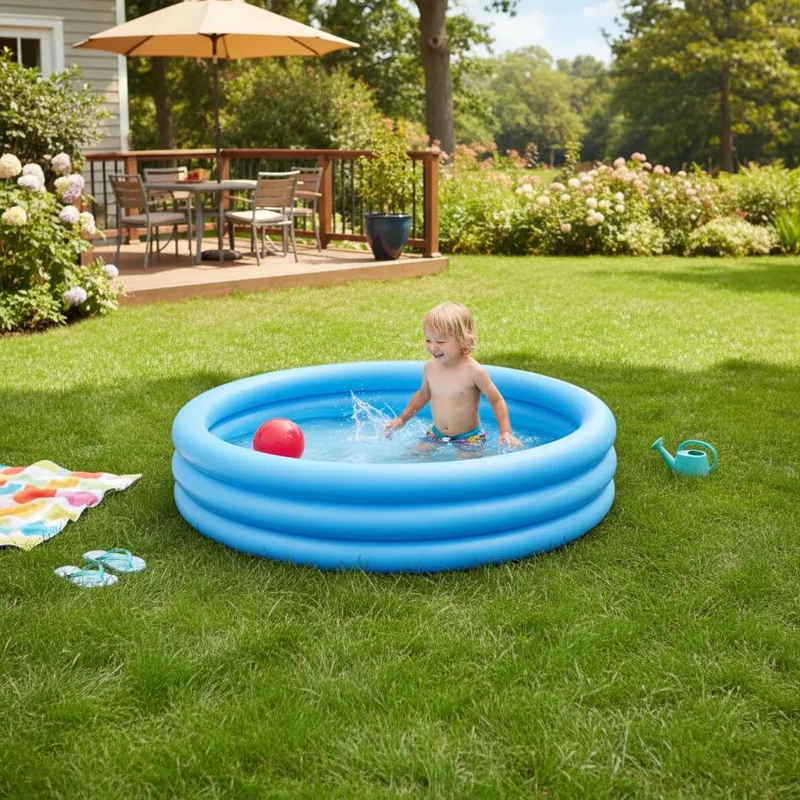 PISCINA INFLABLE REDONDA PARA NIÑOS 1.14M X 25CM AZUL - 4