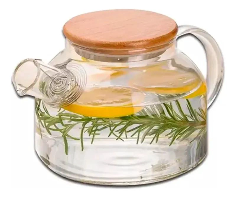 JARRA DE VIDRIO CON TAPA DE BAMBU PARA INFUSIONES DE TE - 1