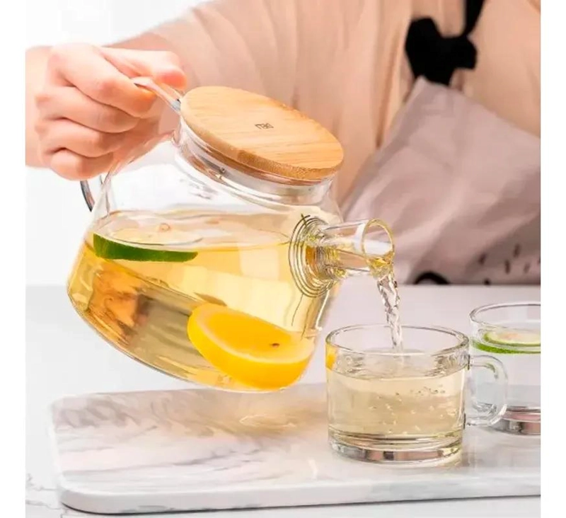 JARRA DE VIDRIO CON TAPA DE BAMBU PARA INFUSIONES DE TE - 3