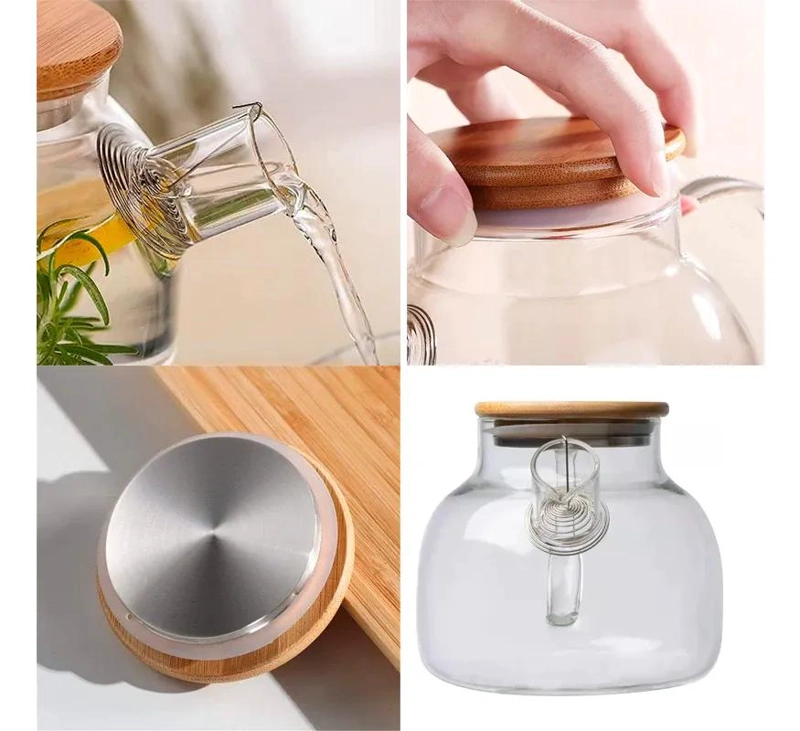 JARRA DE VIDRIO CON TAPA DE BAMBU PARA INFUSIONES DE TE - 5
