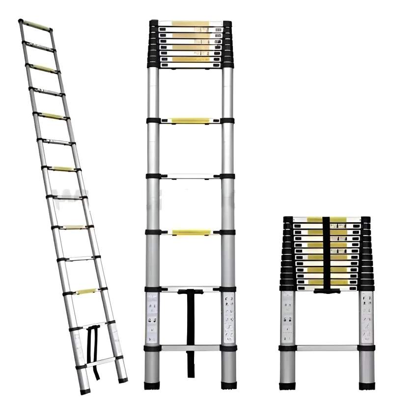 ESCALERA TELESCOPICA DE ALUMINIO 3.2 METROS CON SOPORTE DE 150KG - 1