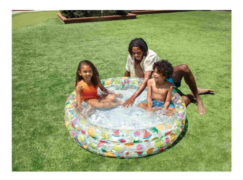 PISCINA INFLABLE INFANTIL REDONDA CON ESTAMPADO DE PIÑAS - 1