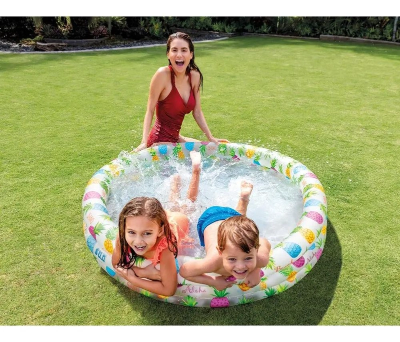PISCINA INFLABLE INFANTIL REDONDA CON ESTAMPADO DE PIÑAS - 2