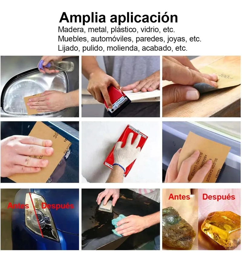 PAPEL DE LIJA MULTIGRANO 23X9.5 CM PARA LIJADO FINO Y GRUESO - 7