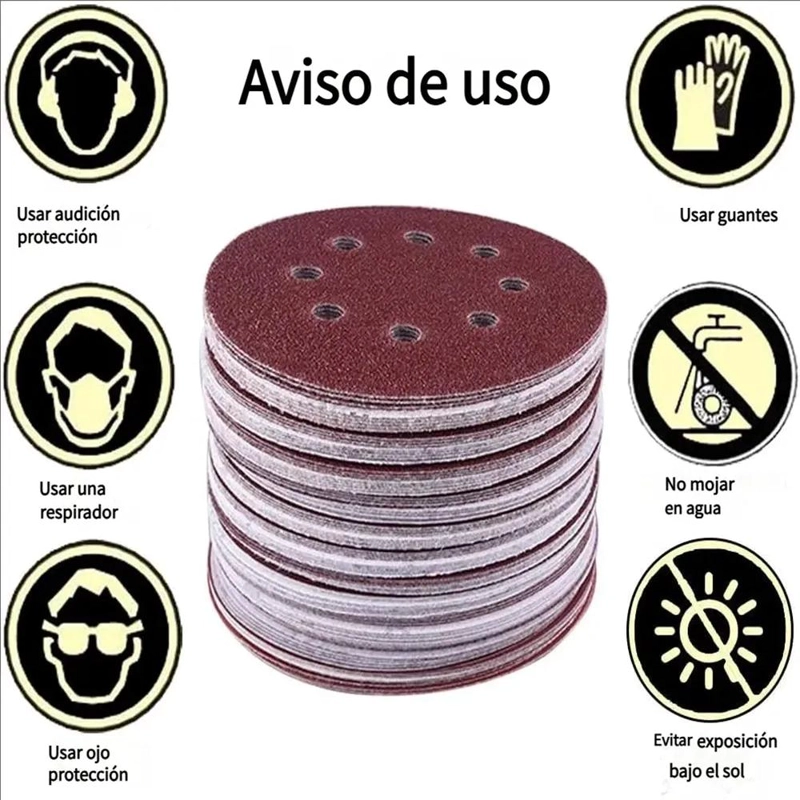 150 LIJAS VELCRO 5 PULGADAS PARA MADERA Y METAL - 6