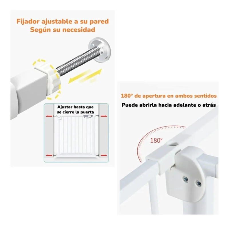 PUERTA DE SEGURIDAD REJA PARA BEBE S AJUSTABLE 77-82 CM - 6