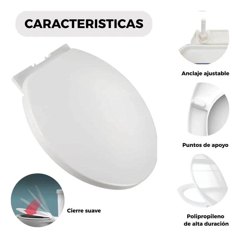 ASIENTO TAPA WC CON CIERRE SUAVE Y LIMPIADOR TODO EN UNO - 5