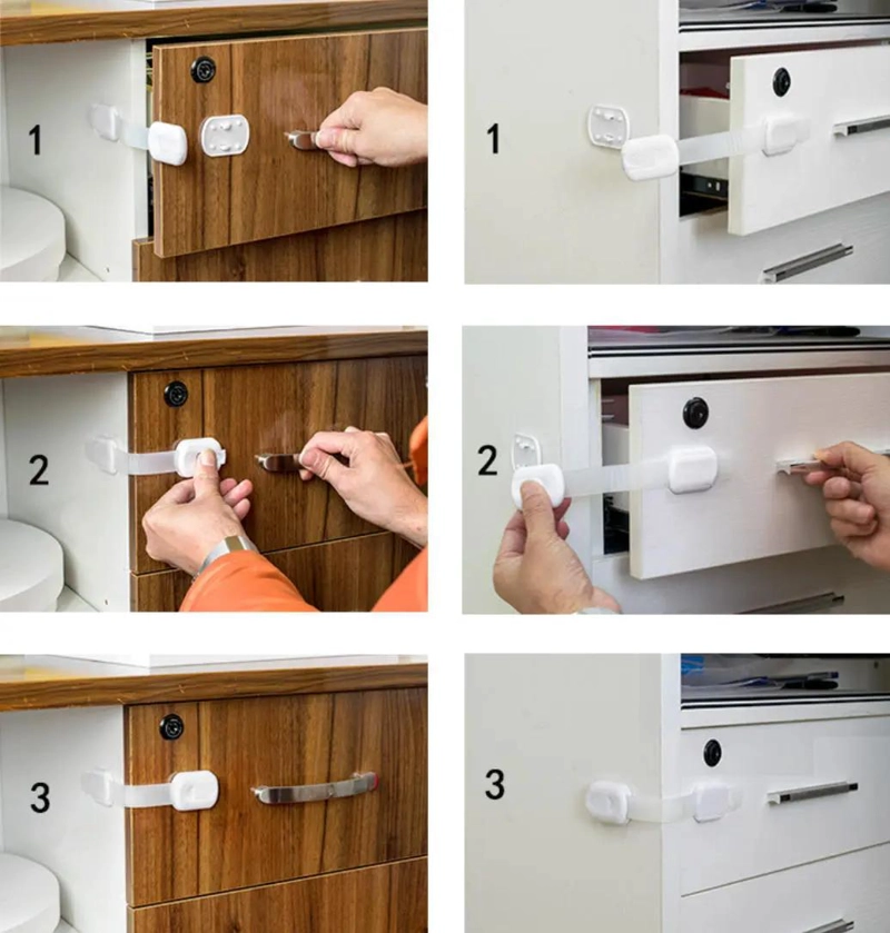 JUEGO DE 8 CIERRES DE SEGURIDAD AJUSTABLES PARA MUEBLES - 1