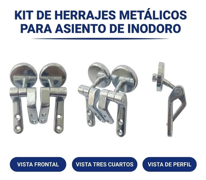 SET DE BISAGRAS CROMADAS PARA ASIENTO DE INODORO - 3