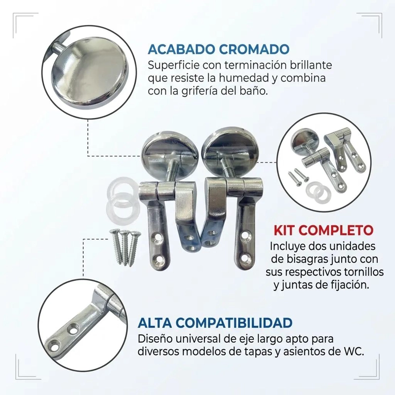 SET DE BISAGRAS CROMADAS PARA ASIENTO DE INODORO - 4