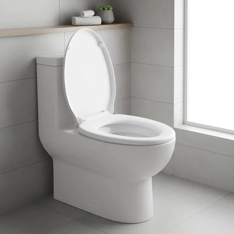 ASIENTO Y TAPA OVALADA PARA BAÑO COLOR BLANCO CON CIERRE SUAVE - 4