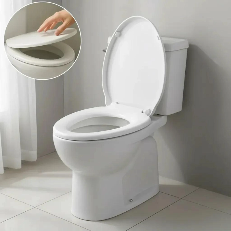 ASIENTO Y TAPA OVALADA PARA BAÑO COLOR BLANCO CON CIERRE SUAVE - 5