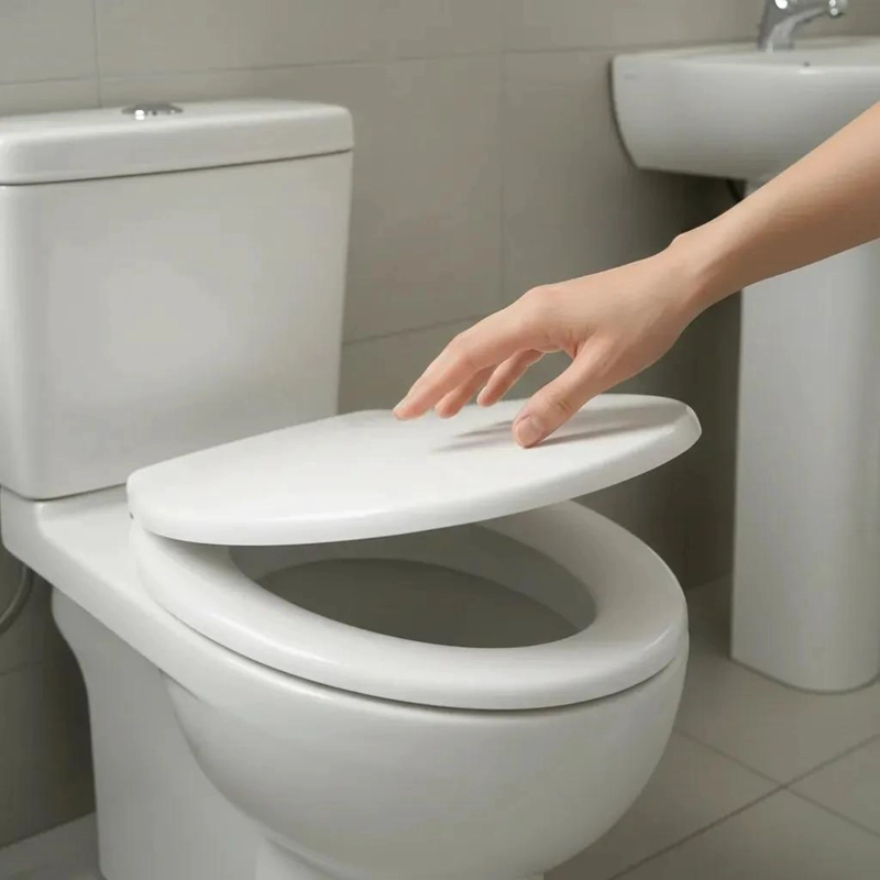 ASIENTO Y TAPA OVALADA PARA BAÑO COLOR BLANCO CON CIERRE SUAVE - 6