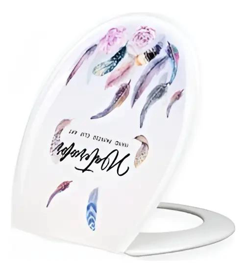 ASIENTO DE BAÑO CON DISEÑO DE PLUMAS ACOLCHADO Y COMODO - 1
