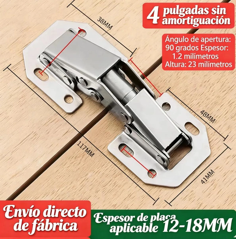 30 PIEZAS DE BISAGRA BIDIMENSIONAL HIDRAULICA PARA PUERTAS - 2