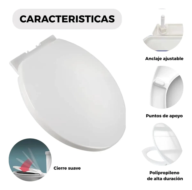 PACK 2 TAPAS DE ASIENTO WC CON CIERRE SUAVE Y FLEXIBILIDAD - 4