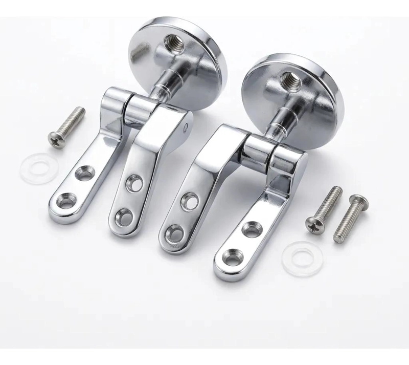 SET DE BISAGRAS CROMADAS PARA ASIENTO DE INODORO - 1