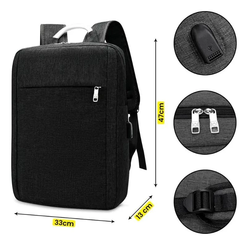 MOCHILA IMPERMEABLE PARA NOTEBOOK DE 15 PULGADAS CON CARGADOR USB - 5