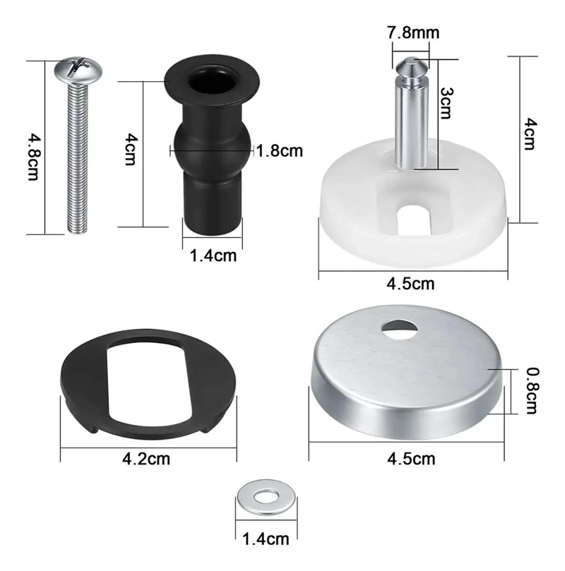 JUEGO DE 4 BISAGRAS PARA ASIENTO DE INODORO CON TORNILLOS - 2